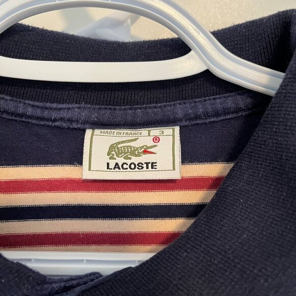 LACOSTE Striped Polo T-Shirt – Vintage, Made in France size S - Picture 3 of 5